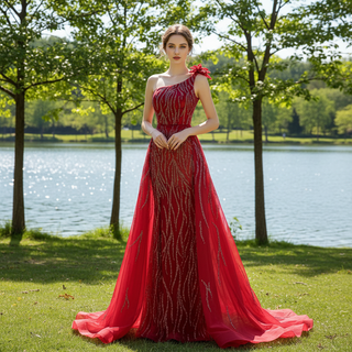 High-end Evening Dress Mermaid One-Shoulder Party Formal Prom Gown