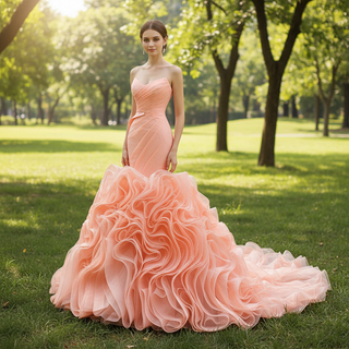 Classic Sleeveless V neck Long Mermaid Wedding Dresses