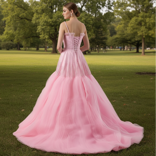 Elegant Prom Gown Wedding Guest Dress With Spaghetti Straps