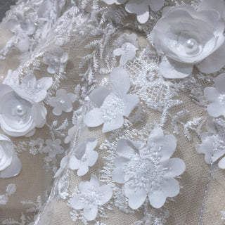 Fairy Tale Off-the-Shoulder Ball Gown Wedding Dress with 3D Flowers & Pearls | Romantic Bride Favorite