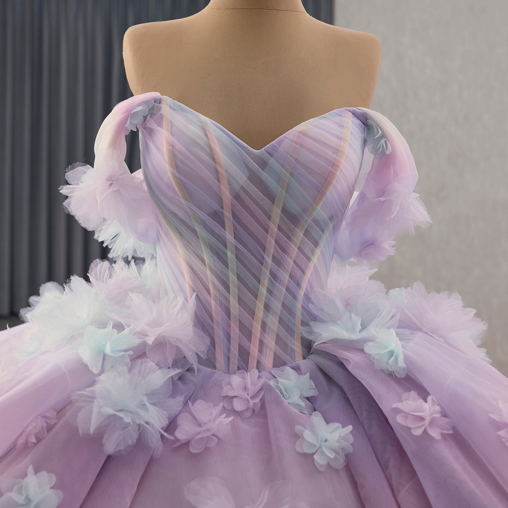 Detachable Wide Strap Women Lilac Quinceanera Dresses with Butterflies Lilac / 16 Detachable Wide Strap Women Lilac Quinceanera Dresses with Butterflies Lilac / 16