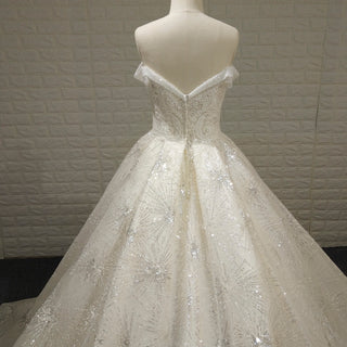 Sparkly Luxury Ball Gown Princess Wedding Dress with Off the Shoulder