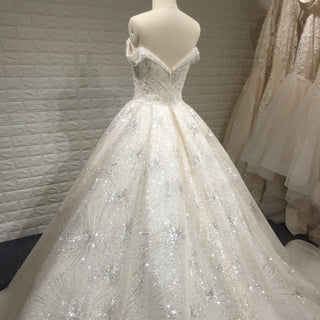 Sparkly Luxury Ball Gown Princess Wedding Dress with Off the Shoulder