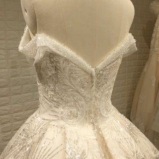Sparkly Luxury Ball Gown Princess Wedding Dress with Off the Shoulder