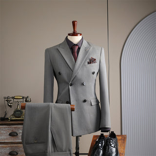 Double Breasted Men's Formal Attire British Fashion Business Casual Suit