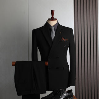Double Breasted 2 Pieces Business Casual Men's Suit Set
