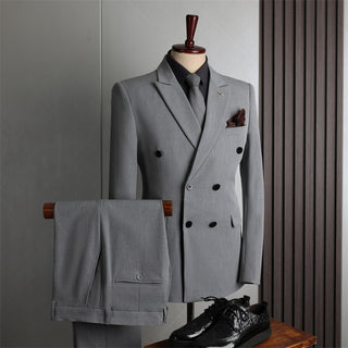 Double Breasted 2 Pieces Business Casual Men's Suit Set