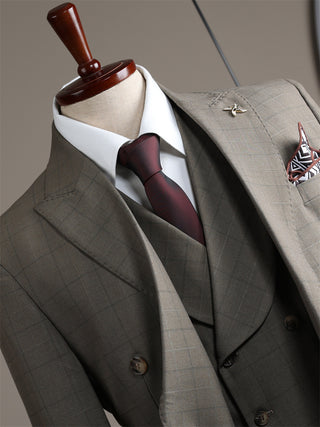 Spring And Autumn Double Breasted British Style Three Piece Men's Suit Set