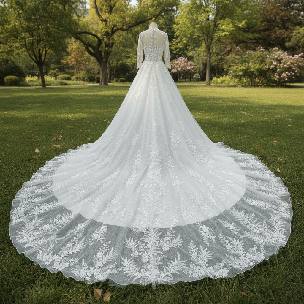 Queen Anne Wedding Dress with Long Sleeves | Online Bridal Shop - RosyMae Champagne / 18 Queen Anne Wedding Dress with Long Sleeves | Online Bridal Shop - RosyMae Champagne / 18