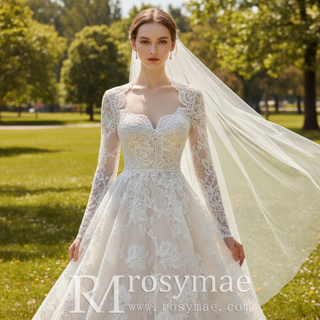 Modest Sweetheart Queen Anne Neckline Wedding Dress Modest Sweetheart Queen Anne Neckline Wedding Dress