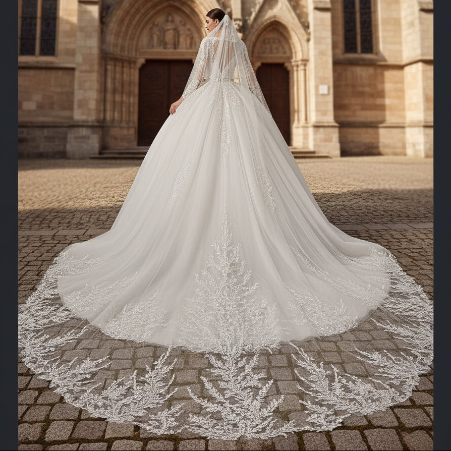 Keyhole Back Ball Gown Square Neck Wedding Dresses with Long Sleeve White / 12 Keyhole Back Ball Gown Square Neck Wedding Dresses with Long Sleeve White / 12