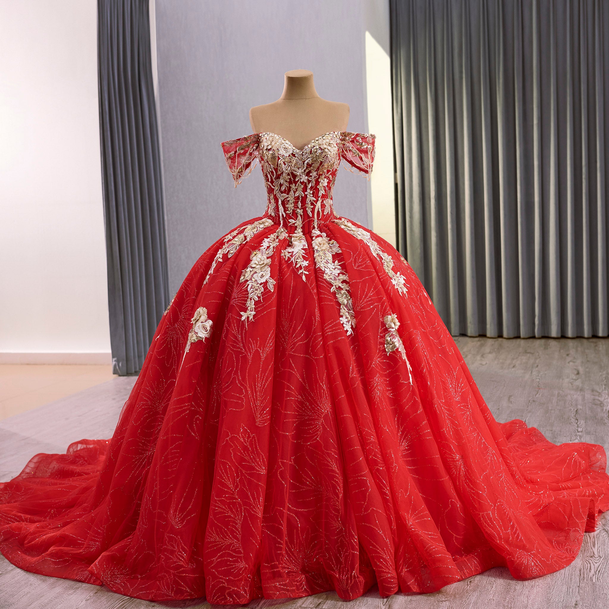 red xv dresses Romantic Ball Gown Off the Shoulder Princess Red Quinceanera dresses Custom Colors / 22W