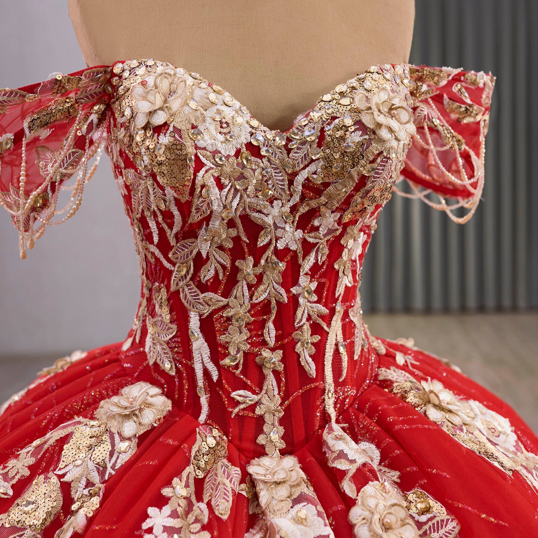 Princess Red Quinceanera Dresses with off the Shoulder – Rosymae Princess Red Quinceanera Dresses with off the Shoulder – Rosymae