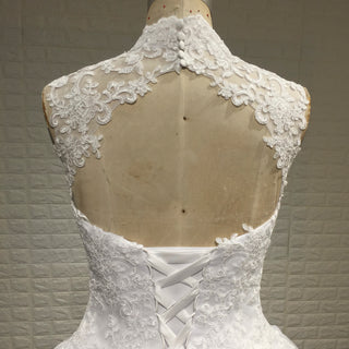 Elegant High Neck A-Line Wedding Dress with Keyhole Back