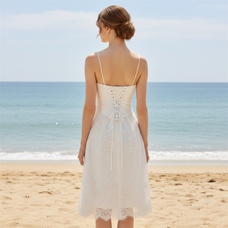 Romantic Satin Outfit with Corset Skirt Bridal Wedding Dress Vintage Inspired Look