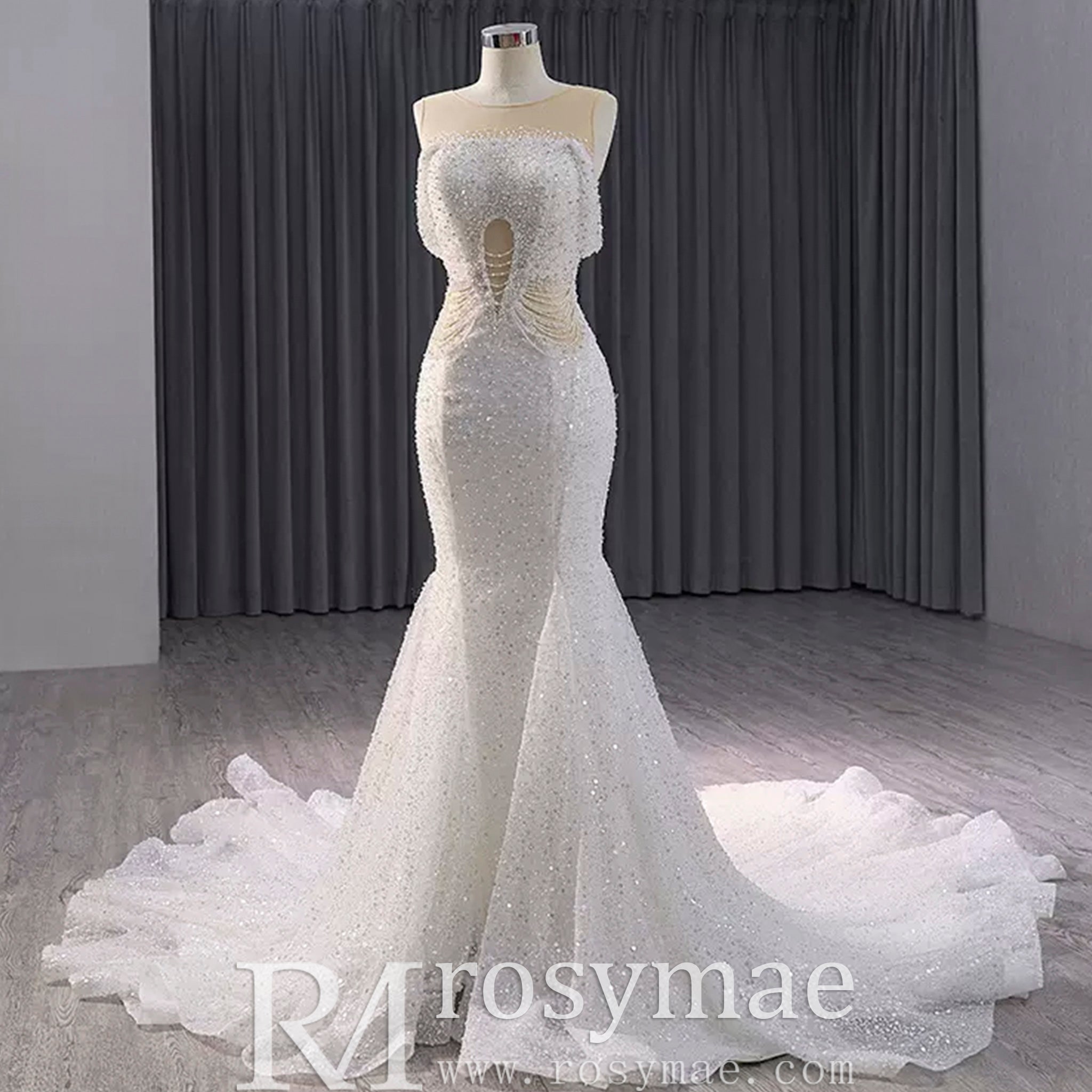 Luxury Mermaid Beaded Wedding Dress Elegant Bridal Gowns Rosymae Luxury Mermaid Beaded Wedding Dress Elegant Bridal Gowns Rosymae