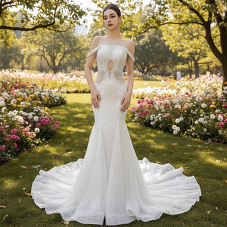 Luxury Mermaid Beaded Wedding Dress Elegant Bridal Gowns