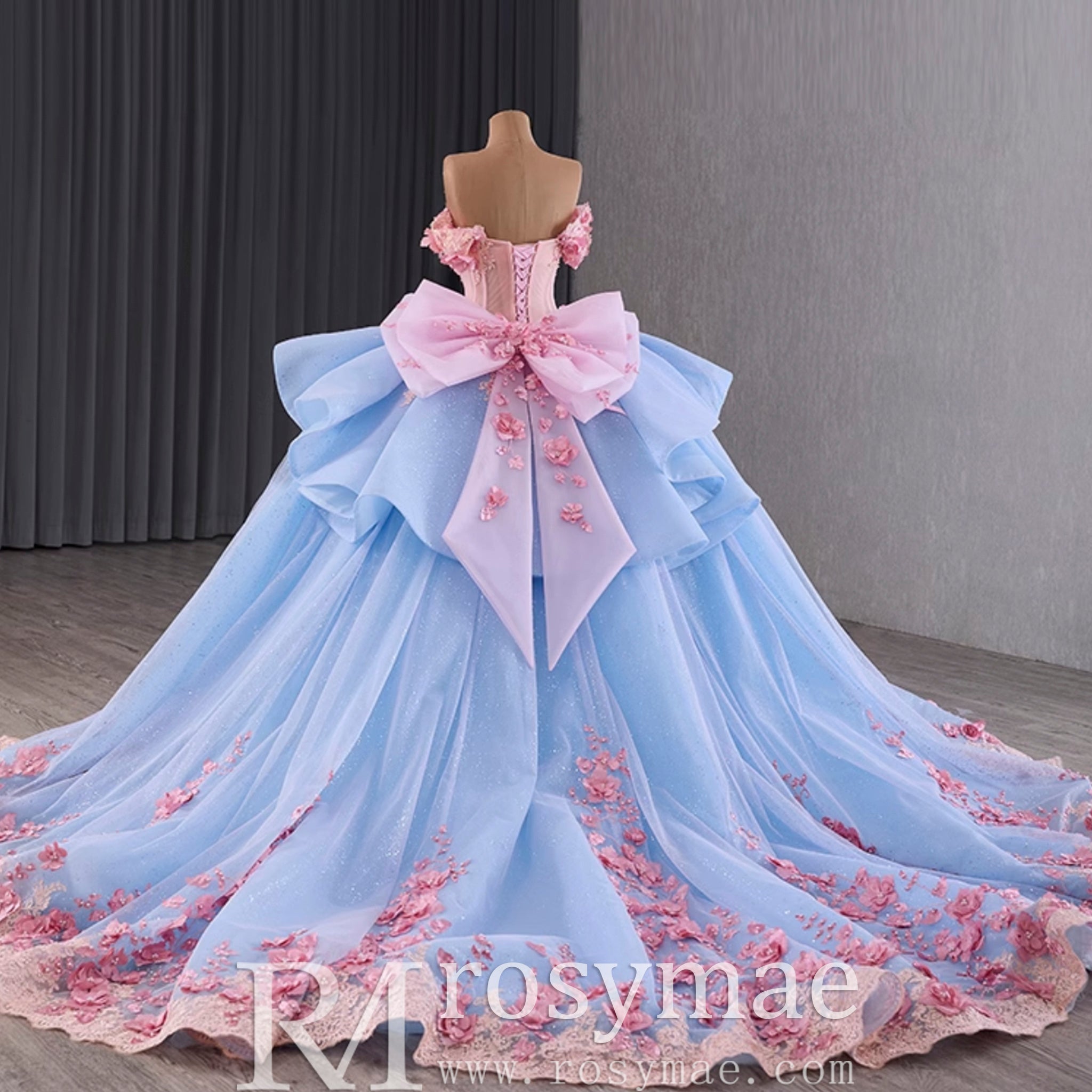 Ruffle Off the Shoulder Big Skirt 15 16 Quinceanera Dresses with Bowkn Rosymae Ruffle Off the Shoulder Big Skirt 15 16 Quinceanera Dresses with Bowkn Rosymae