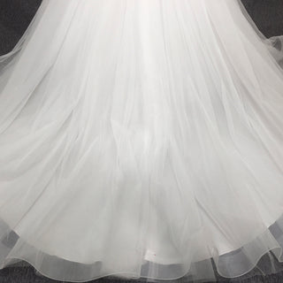 Off-the-Shoulder Trumpet Wedding Dress with Three-Quarter Sleeves