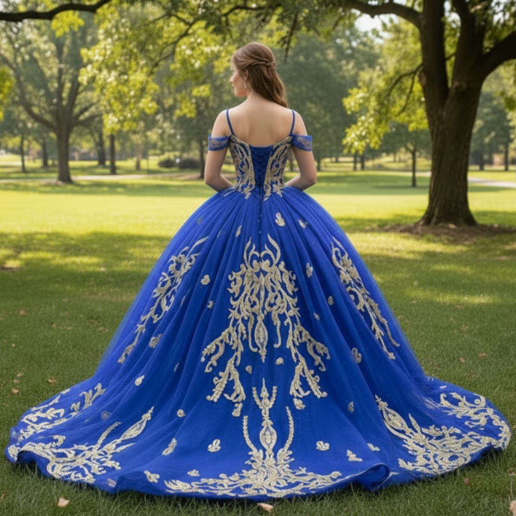 Royal Blue High-end Off the Shoulder Puffy Quinceanera Dress with Spag Rosymae Royal Blue High-end Off the Shoulder Puffy Quinceanera Dress with Spag Rosymae