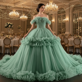 luxury Quinceanera Dress Beaded Ball Gown with Off the Shoulder