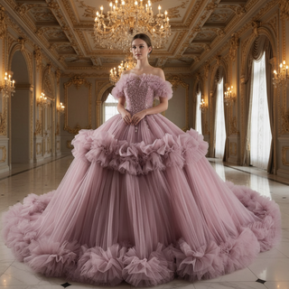 luxury Quinceanera Dress Beaded Ball Gown with Off the Shoulder