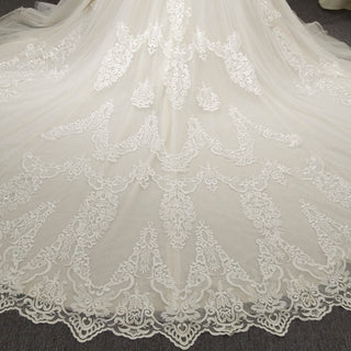 Elegant A-line Ruffle Skirt Wedding Dress with Off the Shoulder