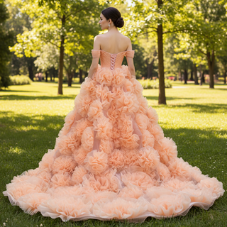 Gorgeous Ball Gown Ruffle Puffy Skirt Quinceanera Dress
