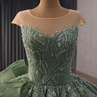 Cap Sleeve Quinceañera Dress with Voluminous Tulle Skirt and Sweep Train