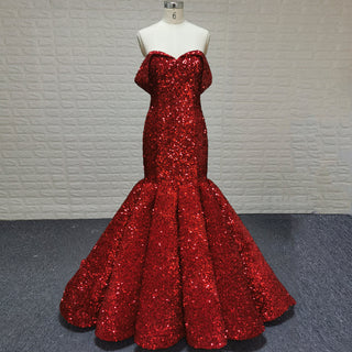 Women Maxi Off the Shoulder Sequin Prom Dress Evening Gown