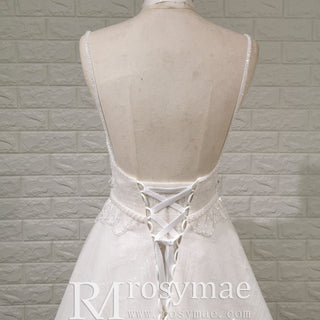 Sexy Backless A-line Wedding Dress with Spaghetti Straps