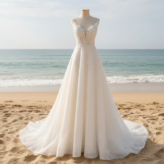 Vintage Sexy Backless Vneck A-line Wedding Dress with Spaghetti Straps