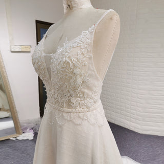 Sexy Backless A-line Wedding Dress with Spaghetti Straps