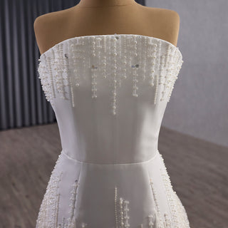 Strapless A-Line Princess Wedding Dress with Sheer Bodice Lattice Beadwork