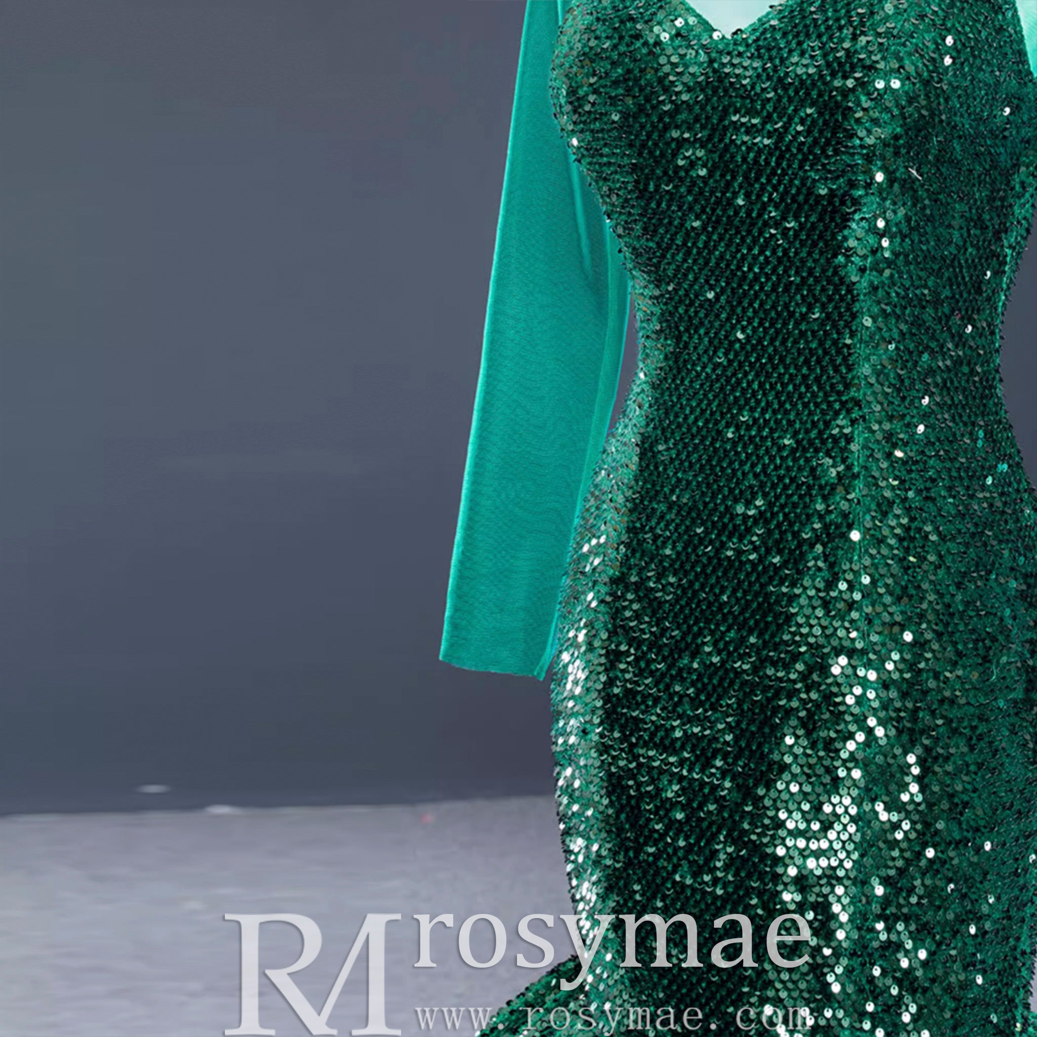 dresses with sequins & long sleeves Sparkly Long Sleeve Trumpet Prom Dress Sequins Evening Gown Spring Green / 12