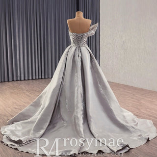High-end Grey Handmade Prom Gown Princess Wedding Dress