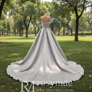 Elegant High-end Grey Handmade Prom Gown Princess Wedding Dress