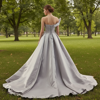 Elegant High-end Grey Handmade Prom Gown Princess Wedding Dress