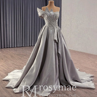 High-end Grey Handmade Prom Gown Princess Wedding Dress