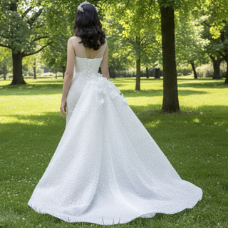 Shiny Beaded Mermaid Wedding Dress with Detachable Skirt