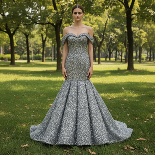 Women Maxi Off the Shoulder Sequin Prom Dress Evening Gown