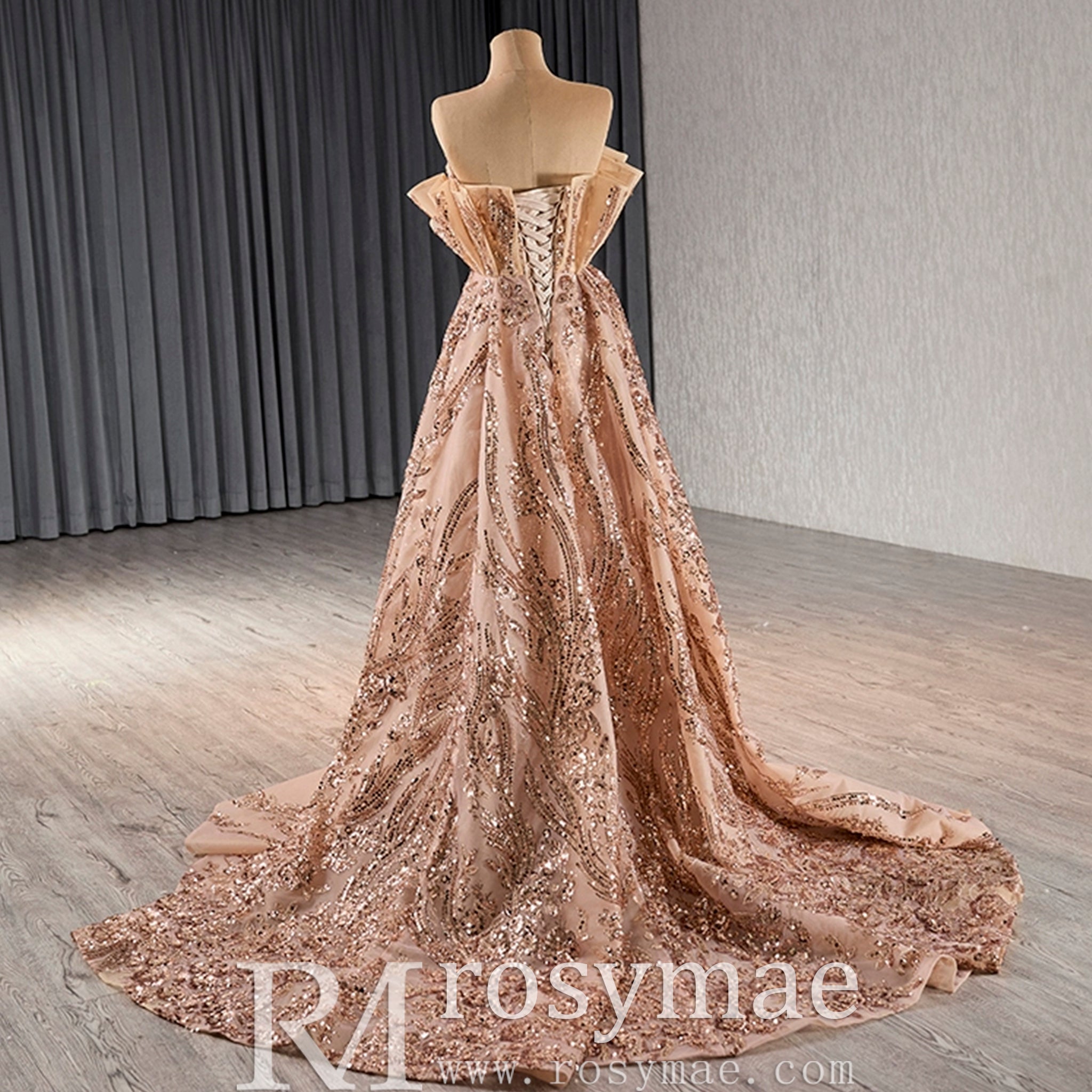 Gorgeous Sparkly Gold Sequins Formal Gown Prom Dress with Leg Slit Rosymae Gorgeous Sparkly Gold Sequins Formal Gown Prom Dress with Leg Slit Rosymae