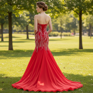 Sleeveless Luxury Sequins Floor Length Evening Party Dress