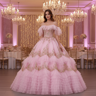 Sparkling Pink Quinceanera Dresses Ball Gown with Spahetti Straps