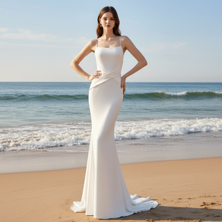 Satin Straps & Spaghetti Straps Mermaid Wedding Dress