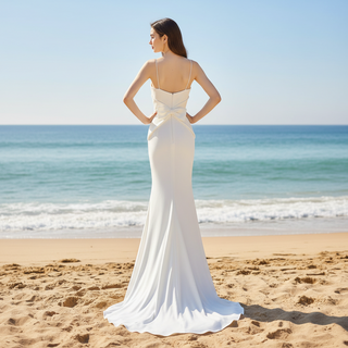 Satin Straps & Spaghetti Straps Mermaid Wedding Dress