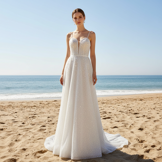 Spaghetti Strap Sweetheart Neckline Column/Sheath Wedding Dress