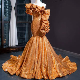 Luxury Gold Sequin Mermaid Wedding Dress Glittery Pageant Gown Rosymae Luxury Gold Sequin Mermaid Wedding Dress Glittery Pageant Gown Rosymae
