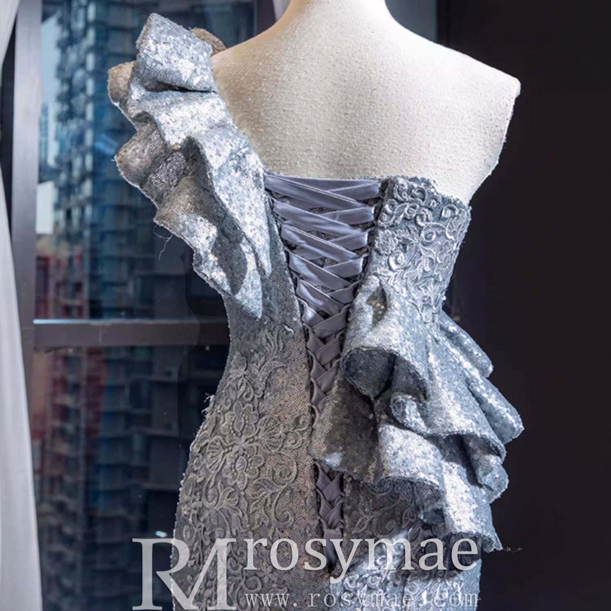 Haute Couture Silver Mermaid Prom Dress Sequin Pageant Gown Rosymae Haute Couture Silver Mermaid Prom Dress Sequin Pageant Gown Rosymae
