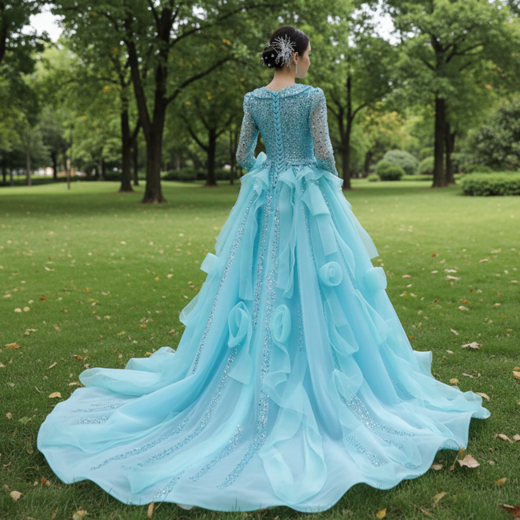 Sparkly Beaded Turquoise Prom Dresses with Detachable Overskirt Rosymae Sparkly Beaded Turquoise Prom Dresses with Detachable Overskirt Rosymae
